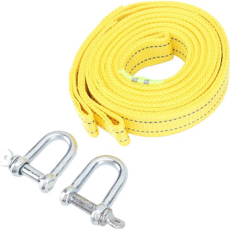 Corde de remorquage 5m double épaisseur renforcée, sangle en nylon multifonction avec crochets pour dépannage et sauvetage de véhicule (1/5)