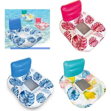 TRADE SHOP - Poltrona Con Schienale Gonfiabile Galleggiante Ad Acqua Piscina Mare 140x115cm 628532 - (1/5)