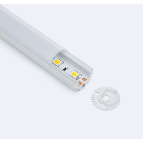 Aluminiumprofil Rund Hängend und für Oberfläche 2 für LED Streifen bis 11mm Weiß 2 m Weiß transluzent