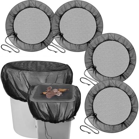 4 x Rain Tanks, Water Reserve Protection Net, 95 cm Rain Barrel Cover with Cord, Mosquito and Leaf Protection (1/5)