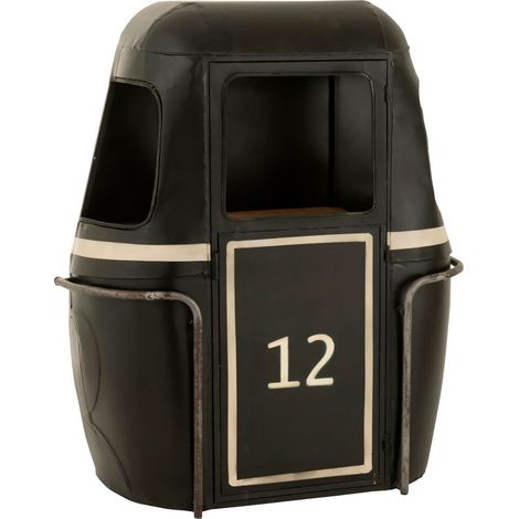 Meuble bar téléphérique 1 porte 135x47x154 cm en bois et métal noir (1/5)