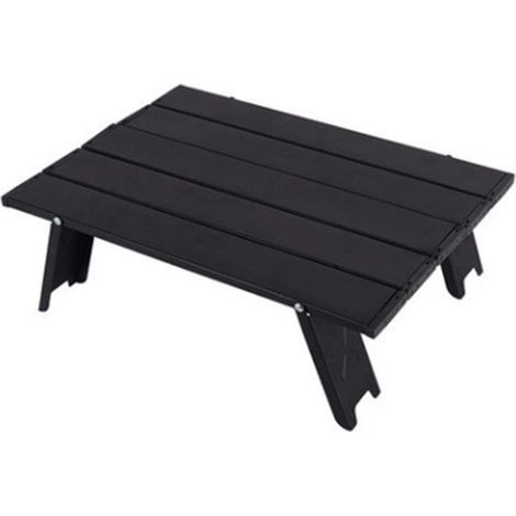 Table pliante portable de camping avec plateau en aluminium, facile à transporter, pliable pour camping, pique-nique, plage, cuisine, jardin, randonnée, voyage,  noir