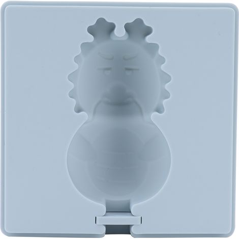 Moule en silicone gris, motif dessin animé mignon, pour glaces maison, avec couvercle et bâtonnet en bois (HomeDragon).