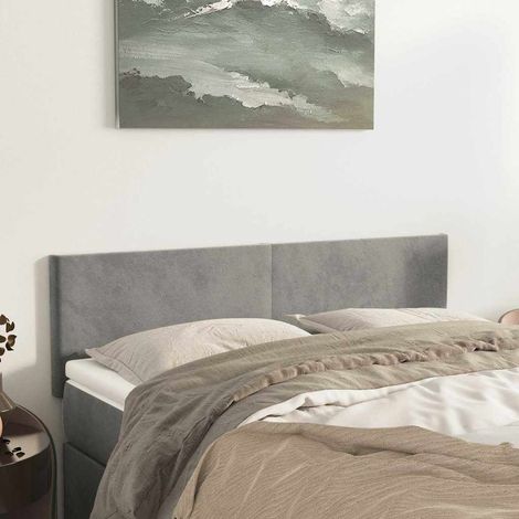 vidaXL Cabeceros terciopelo gris claro 144x5x78/88 cm (1/5)