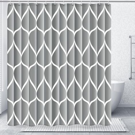 Rideau de douche gris clair de 183 x 183 cm, imperméable et polyester, séchage rapide, lavable en machine avec 12 crochets en plastique (1/5)