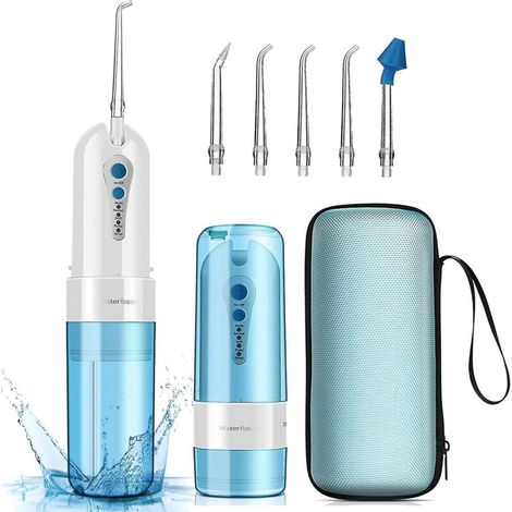 Cordless Water Flosser for Teeth: Portable Oral Irrigator, Rechargeable Water Spray for Teeth Cleaning with Travel Case, 4 Modes and 5 Jet Tips (1/5)