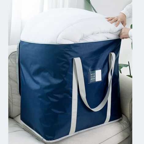 Große, robuste, extragroße wasserdichte Aufbewahrungstasche für Reisen oder Umzüge – Oxford-Gewebe, 57 x 42 x 54 cm, Dunkelblau, 760 g, Reißverschluss (1/5)