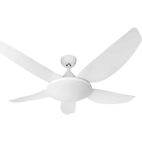 Ventilateur de plafond DC blanc LED 5 pales 132 cm, idéal pour climatisation et décoration d'intérieur.