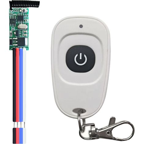 Commutateur de Télécommande DC12V RF, Télécommande + Récepteur 12 V Kit Mini 433 MHz Module Relais LED Haute Sensibilité DC 3,5-12 V, pour Garage, Serrure de Porte, Buzzer (1/4)