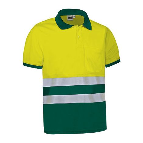 Polo de Alta Visibilidad bicolor con manga corta y bolsillo DELAWARE 3XL Amarillo fluor / Verde botella (1/3)