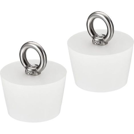 Tapón cónico de silicona de 37 mm a 46 mm, tapón sólido con anillo para tubos de ensayo, tuberías de agua y desagües, color blanco, 2 unidades - Crezuo