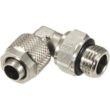 Connettore angolare a vite GZ1/8 per tubo metallico da 6/4 mm