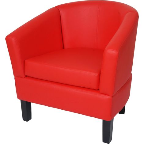 Fauteuil lounge HWC-O17, fauteuil club fauteuil cocktail, certifié MVG similicuir - rouge (1/5)