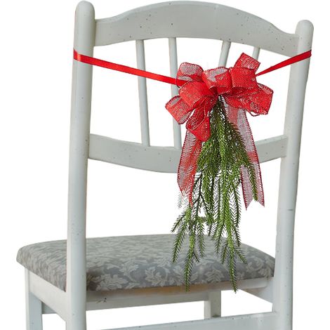 4 Weihnachtsblumen mit Schleife für Stuhllehnen – Vintage-Weihnachtsdekoration mit Schleifen für Esszimmer (1/3)