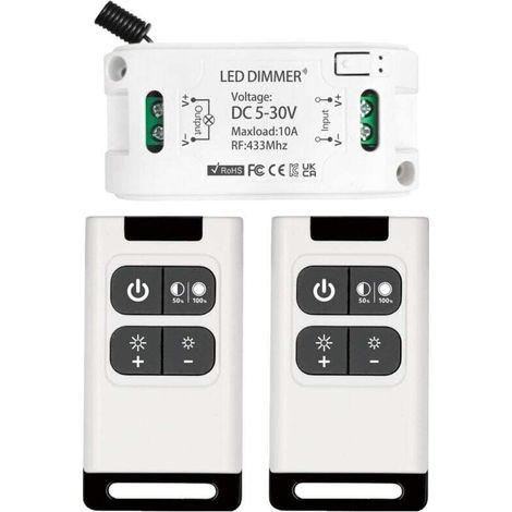 Gradateur sans fil DC 5V 30V 10A Contrôleur de Récepteur de Relais avec 2 Télécommandes Variateur (1/4)