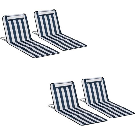 2er-Set sonnenliege klappbar Gartenliege mit Kopfkissen Liegestuhl mit 5-Fach verstellbare Rückenlehne Tragetasche Blau