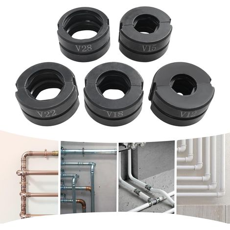 Lot de 5 mâchoires à sertir en V (12/15/18/22/28 mm), insert de mâchoires de sertissage adapté pour le pressage de tuyaux en cuivre utilisés dans les domaines de l'électricité (1/5)