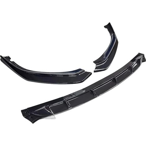 Spoiler delantero, compatible con sedanes de lujo, polipropileno resistente, negro brillante. (1/2)