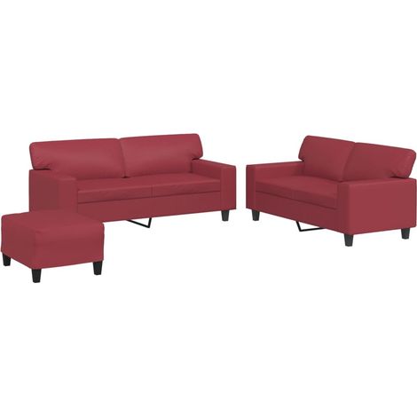 Maison Exclusive - Set di Divani 3 pz Rosso Vino in Similpelle