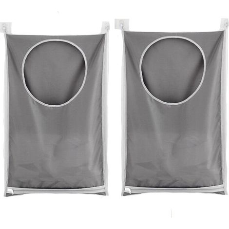 2 Pièces Sac à Linge, Panier à Linge Grande Contenance Sac de Rangement, Sac De Rangement Pour Sac De Placard À Linge Suspendu, pour Salle de Bain, Dortoirs et Placard (Gris) (1/5)