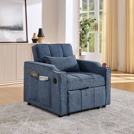 fauteuil lit canapé convertible 190 cm bois navy OKMYHOME (1/5)