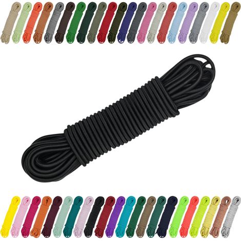 Cordon élastique en caoutchouc - 2 mm - 3 mm - Pour couture, bricolage et extérieur - Caoutchouc rond, corde expansive, bande élastique noir, 3 mm x 5 m (1/5)