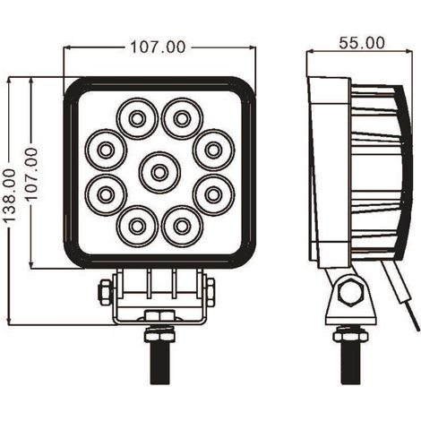 Phare de travail carré LED 10/30V 27W 1800 lumens faisceau large - SODIFLASH - 17063