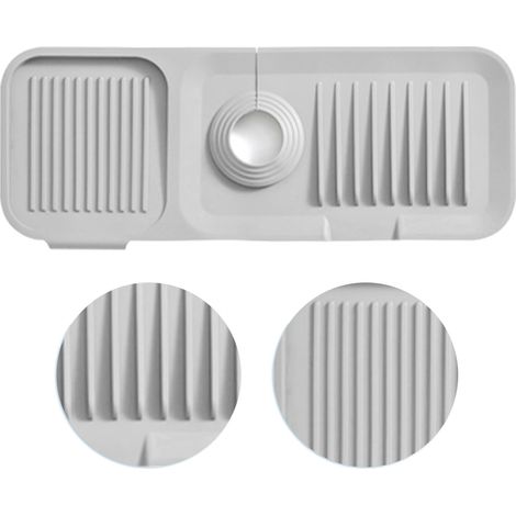 Tapis anti-éclaboussures en silicone pour robinet, réservoir d'eau, plan de travail, gris clair (1/5)