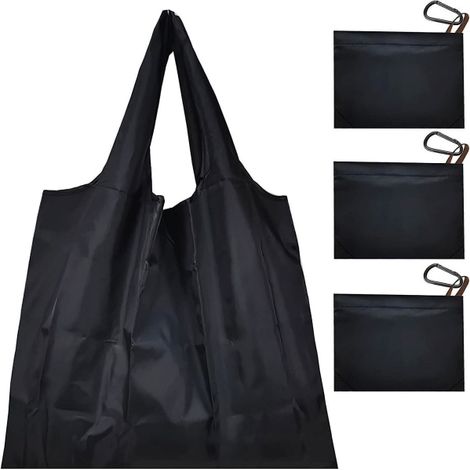 Lot de 3 sacs de courses réutilisables, grands sacs pliables, sacs imperméables en tissu lavables avec poche intérieure. (1/5)