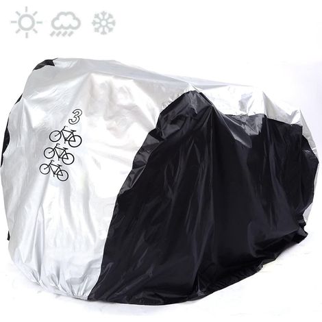 Housse de protection imperméable en polyester 190T pour 2 vélos, scooters et motos (200 x 75 x 110 cm). (1/4)