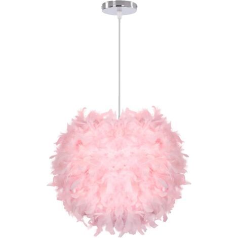 Lustre Suspension 30cm Plafonnier Lustre Plume Rose Suspension Luminaire pour Chambre Salon (Rose)-RAPANDA (1/5)