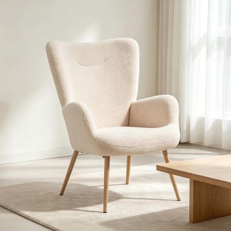 Sedia moderna con schienale alto e braccioli integrati, sedia lounge con silhouette curva, poltrona singola, per soggiorno, camera da letto o angolo lettura (solo con sedia lounge) (1/5)