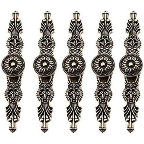 Lot de 5 Poignées de porte pour Placards Style Vintage Rétro Bouton de meuble Couleur Bronze pour Ancien Rétro Meuble Bibliothèque Commode Armoire Tiroir (1/4)