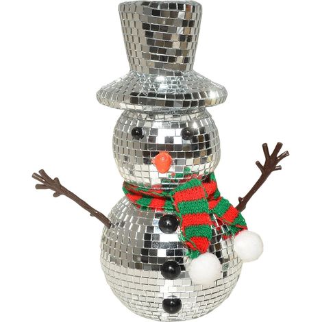 Boule Disco Bonhomme De Neige avec Écharpe Et Chapeau Décor de Bonhomme de Neige Disco avec Écharpe et Chapeau Tricotés Pour Table à Manger, Fêtes, Mariage, Festival (1/5)