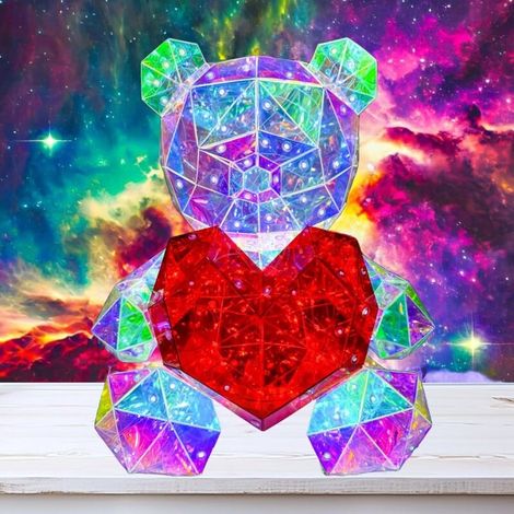 Veilleuse ours en peluche LED, ours lumineux LED coloré, cœur rouge, lampe de chevet décorative haut de gamme pour chambres d'enfants, lampe de table mignonne, cadeau unique pour les tout-petits