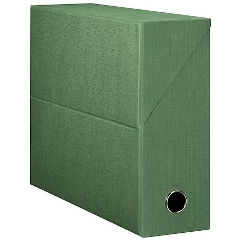 Boîte de classement carton papier grain toile dos 9 cm - vert - Lot de 5