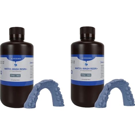 Resina para impresión 3D, lavable con agua, impresiones de alta calidad, 2 kg, color gris. (1/2)