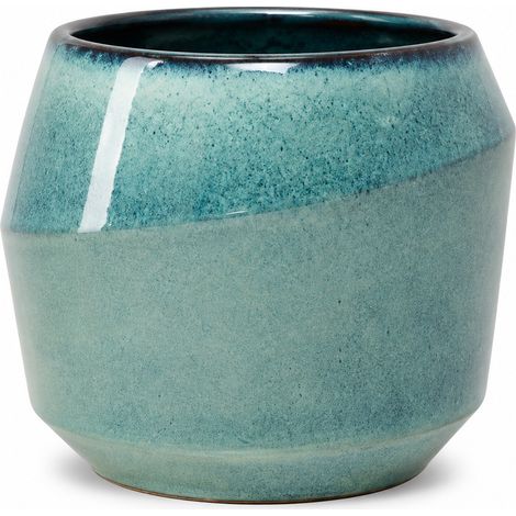 Pot grande taille d'extérieur MONACO 51x44cm jade, fait main en terre cuite émaillée (1/5)