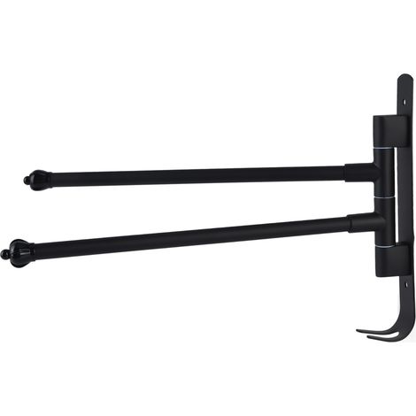 Porte-serviettes pivotant en acier inoxydable noir, barre porte-serviettes rotative et mobile pour salle de bain, dressing, cuisine, 2 bras (1/5)