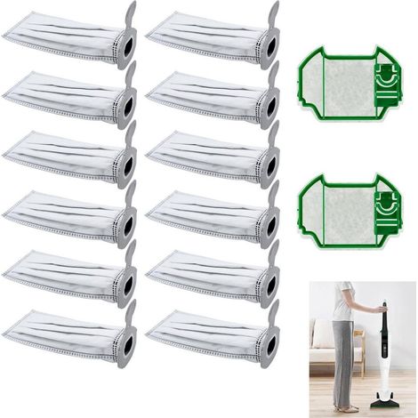 12 sacchetti per aspirapolvere e 2 filtri per Vorwerk Kobold VK7 FP7 (1/5)