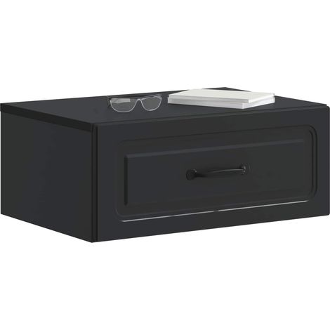Maison Exclusive - Mobiletto da notte a muro con cassetto Nero 49 x 34,5 x 20 cm