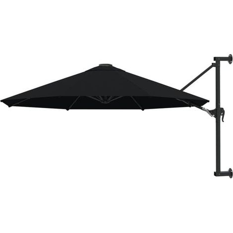 Parasol mural, mât en métal, 300 cm, noir. (1/5)
