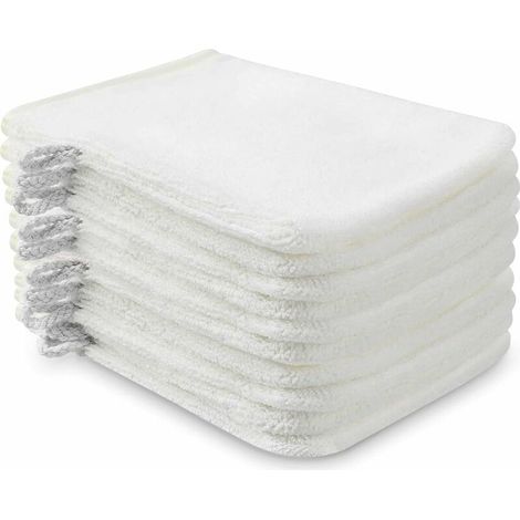royaluxe - Lot de 10 Gants de Toilette Microfibre (Blanc) Taille 15 x 21 cm, Gants de Bain de Tissu éponge (1/5)