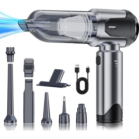 Aspirateur à Main 15000Pa 3 en 1 Puissant sans Fil, 100 000 t/min Moteur sans Balais, 3 Vitesses, Mini Aspirateur Voiture pour Auto/Animaux/Maison/Bureau/Canapé