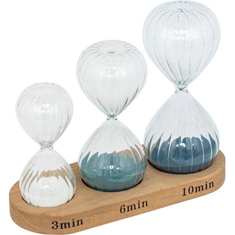 Set 3 Sanduhren H.15cm Glas mit Holzplatte - Atmosphera créateur d'intérieur (1/5)