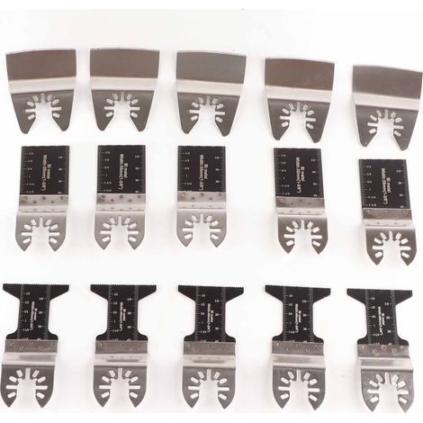 Accessoires multifonctions pour outil oscillant, lot de 5 lames bimétal 34mm et 45mm, ciseaux courbes à dégagement rapide, type ouvert, pour ponçage et coupe de précision. (1/5)