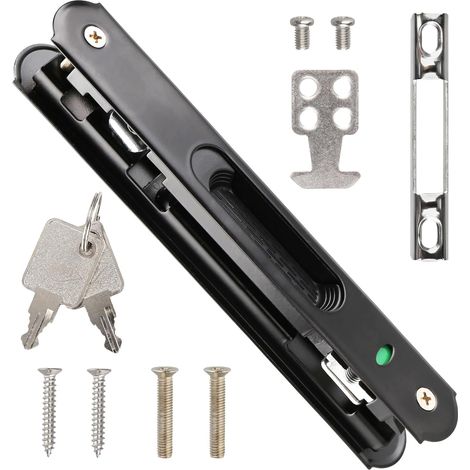 1 Serrure Porte Coulissante, Acier Inoxydable, Verrou Double Face, Pour Fenêtre Et Baie Vitree