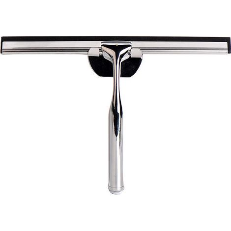 Grattoir de salle de bain sans trous avec support - grattoir en acier inoxydable et caoutchouc Glanet, grattoir de douche, grattoir à vitre pour miroir (1/5)