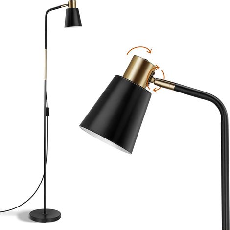 Lampadaire sur Pied Salon 146cm 230V E27 Max 40W Rétro Réglable Noir (1/5)