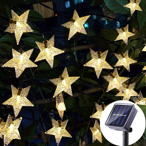 Guirlande Lumineuse Solaire - 20 LED Étoiles Clignotantes - 5 M - 8 Modes d'Éclairage - Usage Extérieur Jardin Fête Noël Mariage - 1 Pièce (1/5)